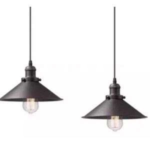 Zeyu Oil Rubbed Bronze Pendant Light Fixtures 2 Pack Modern Industrial Style